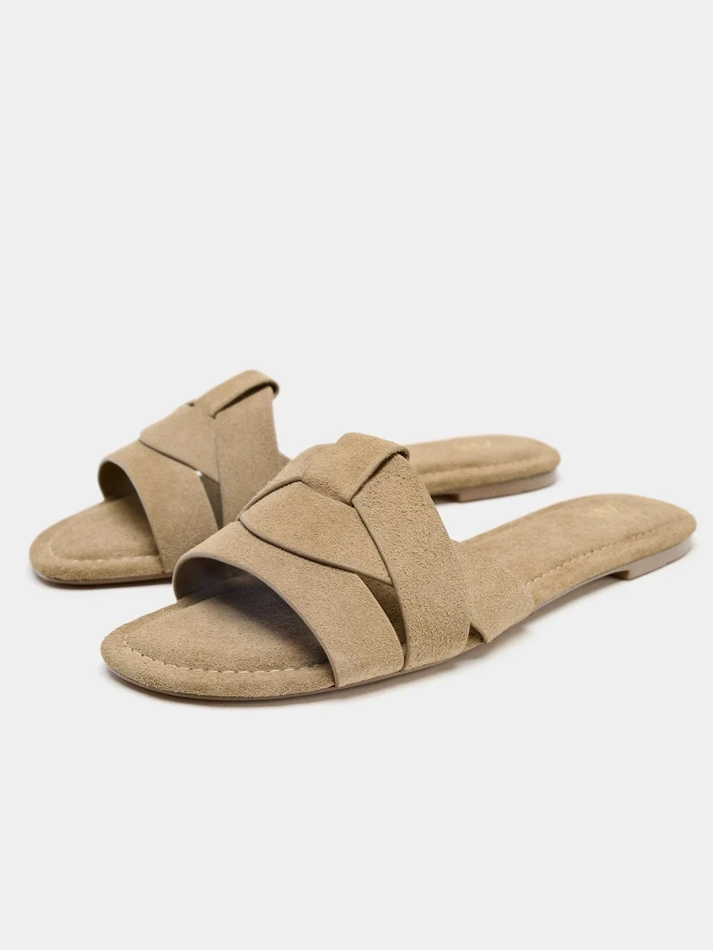 LIKE NEW Zara Criss Cross Split Suede Flat Sandals, Size 39 - Picture 3 of 8